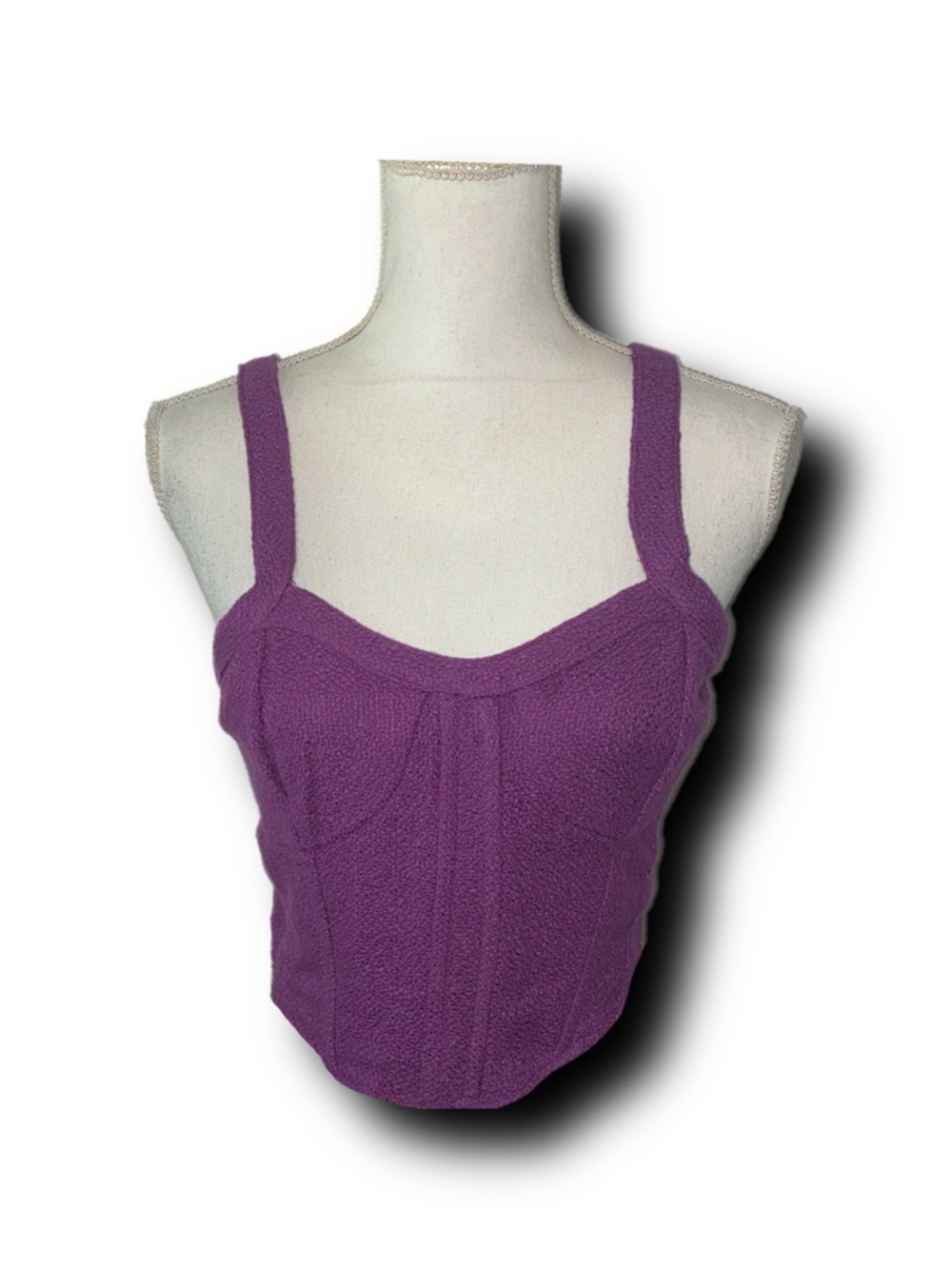 Jopna Purple Textured Corset Style Cropped Tank Top 100% Cotton